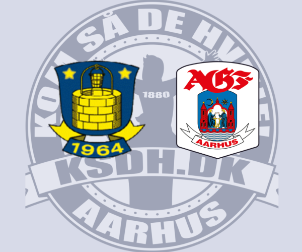 Grafisk illustration med Brøndby og AGF logoer