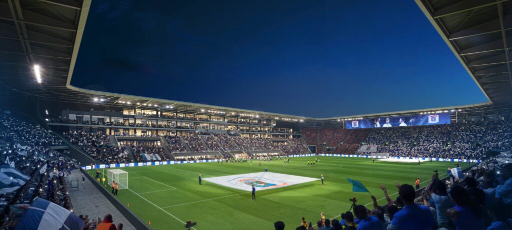 Nye renderinger af stadion i Kongelunden fra 2025.