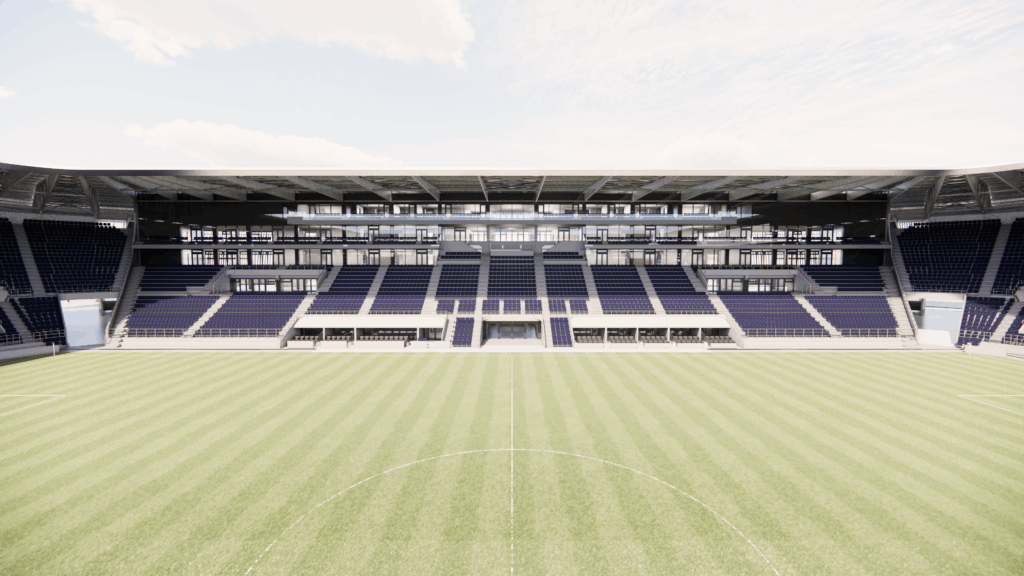 Ny rendering af stadion i Kongelunden 2025.