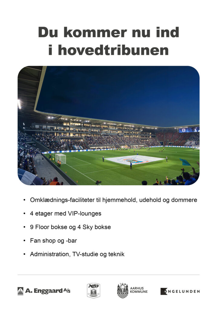 Planche om stadions hovedtribune i Kongelunden.