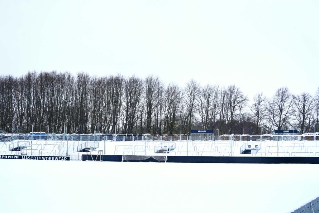 Ceres Park Vejlby dækket af sne i februar 2026.