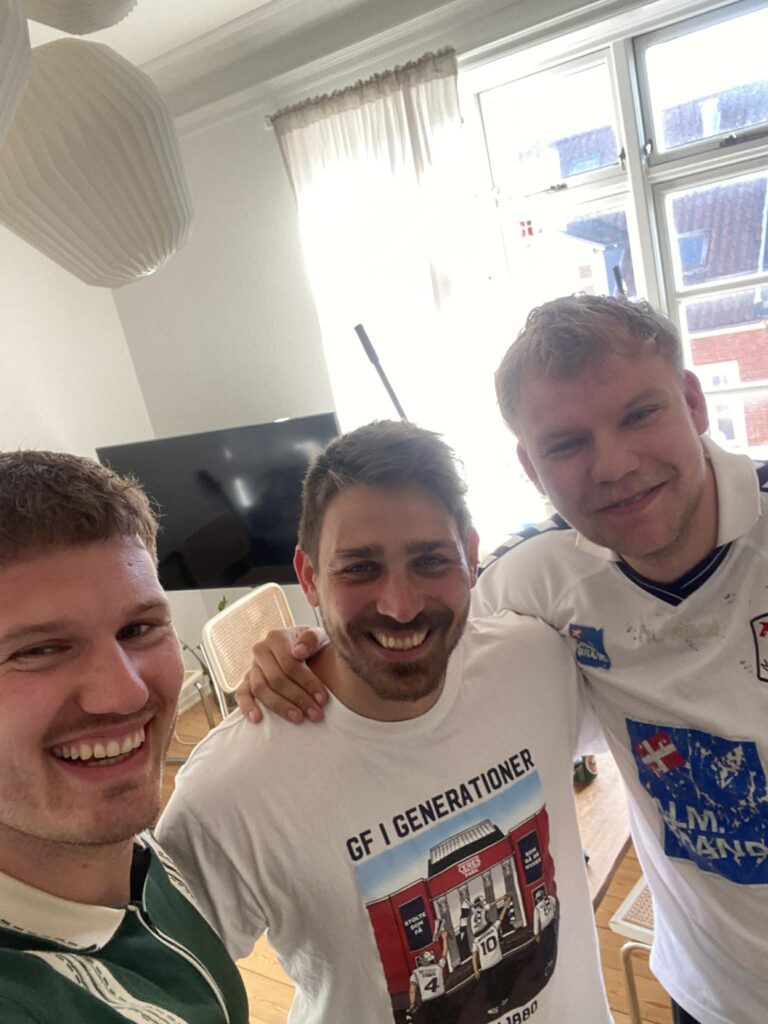 Andreas Stenshøj, Jonas Roulund og Frederik Frandsen i Lyden AGF.
